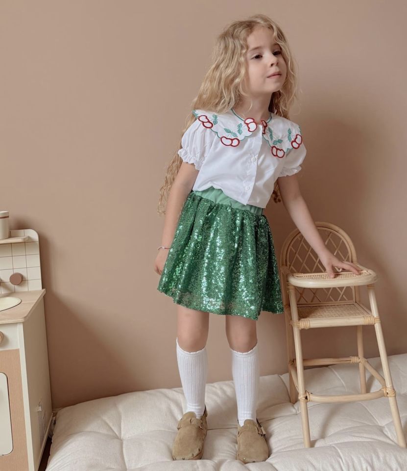 Pull Payetli Yeşil Etekli Takım 9-10 YAŞ