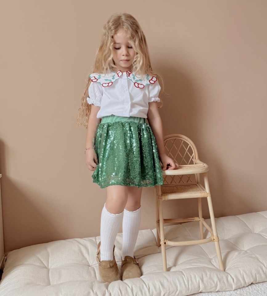 Pull Payetli Yeşil Etekli Takım 9-10 YAŞ