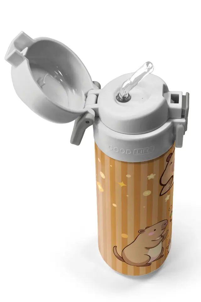 Coral High Kids Kapibara Desenli Pipetli ve Direkt İçim Çelik Termos 500 ml 31790 Adet