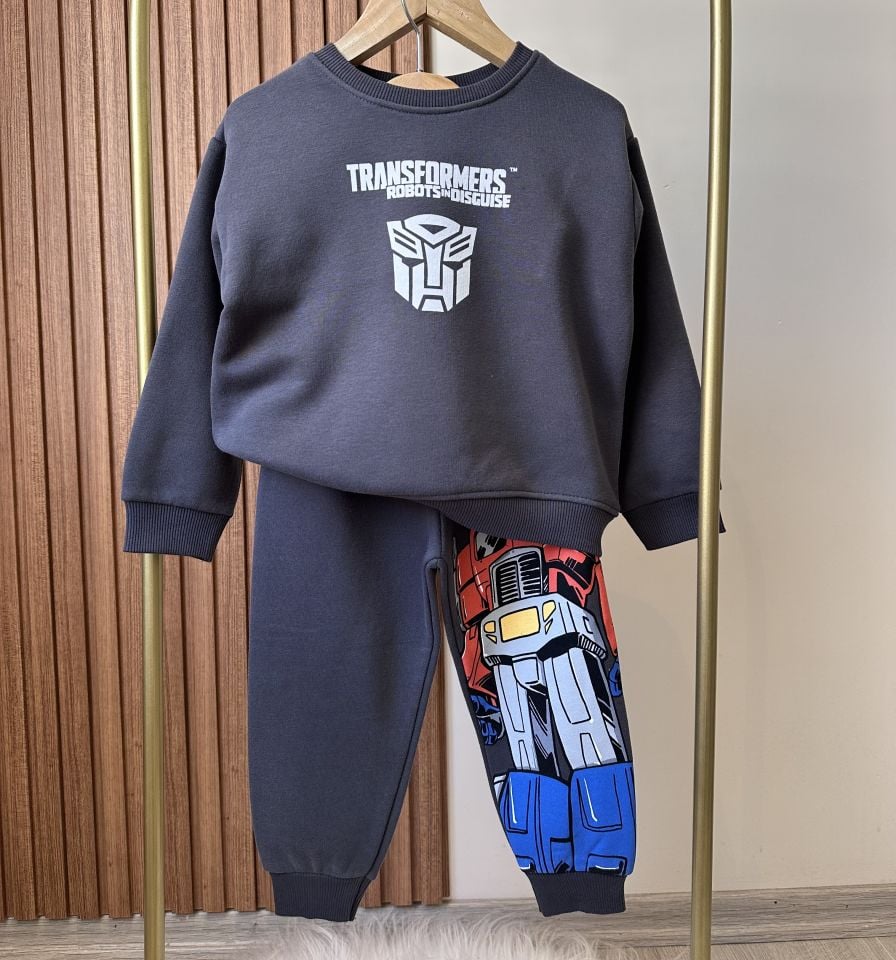 Antrasit Transformers Baskılı Takım