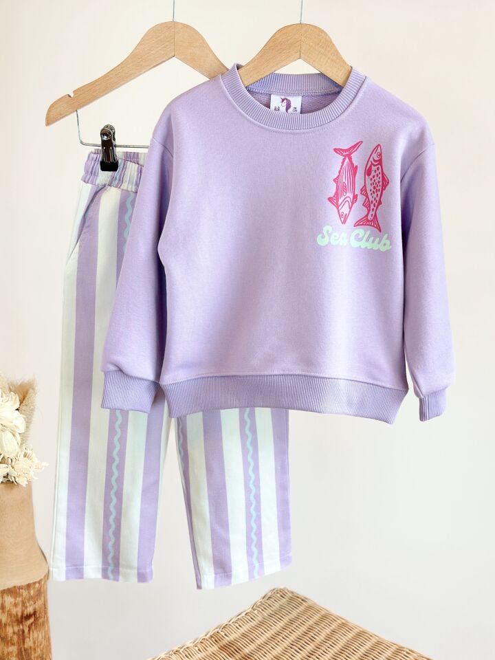 Gabardin Pantolonlu Lila Takım 5-6 YAŞ
