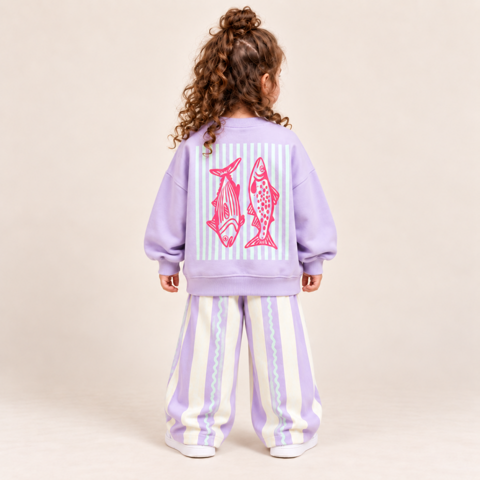 Gabardin Pantolonlu Lila Takım 5-6 YAŞ