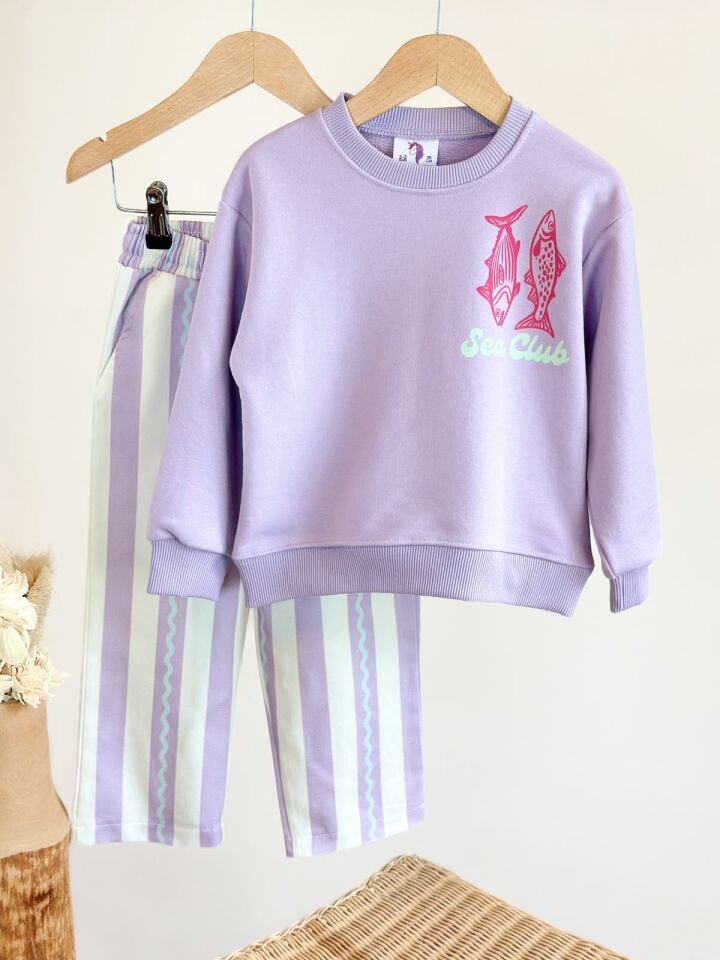 Gabardin Pantolonlu Lila Takım 5-6 YAŞ