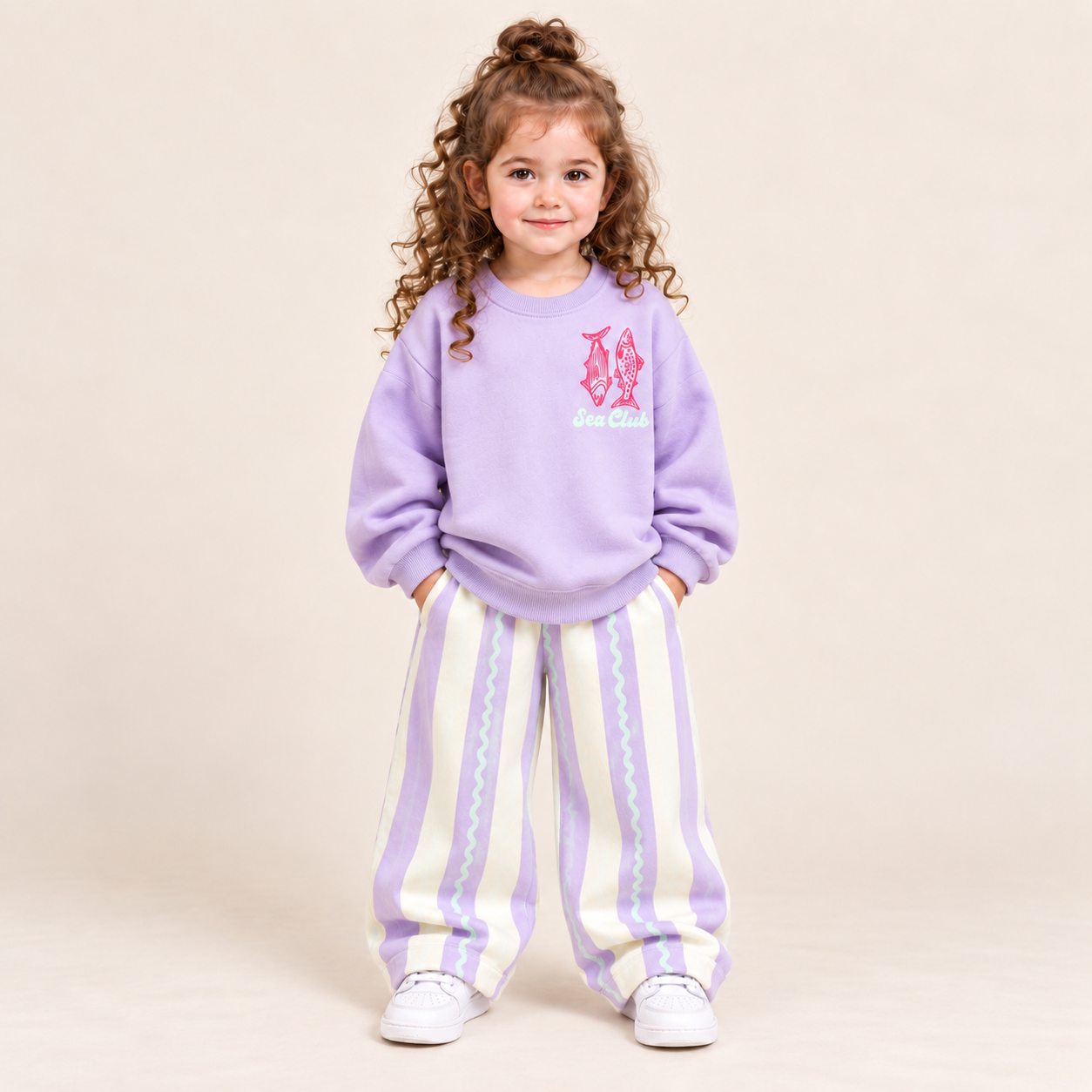 Gabardin Pantolonlu Lila Takım 5-6 YAŞ