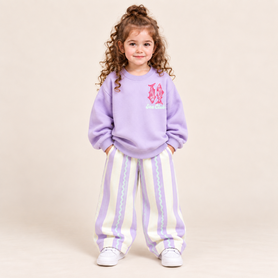 Gabardin Pantolonlu Lila Takım 5-6 YAŞ