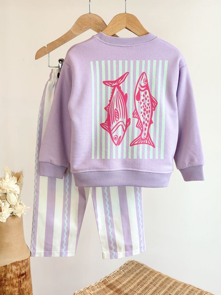 Gabardin Pantolonlu Lila Takım 5-6 YAŞ