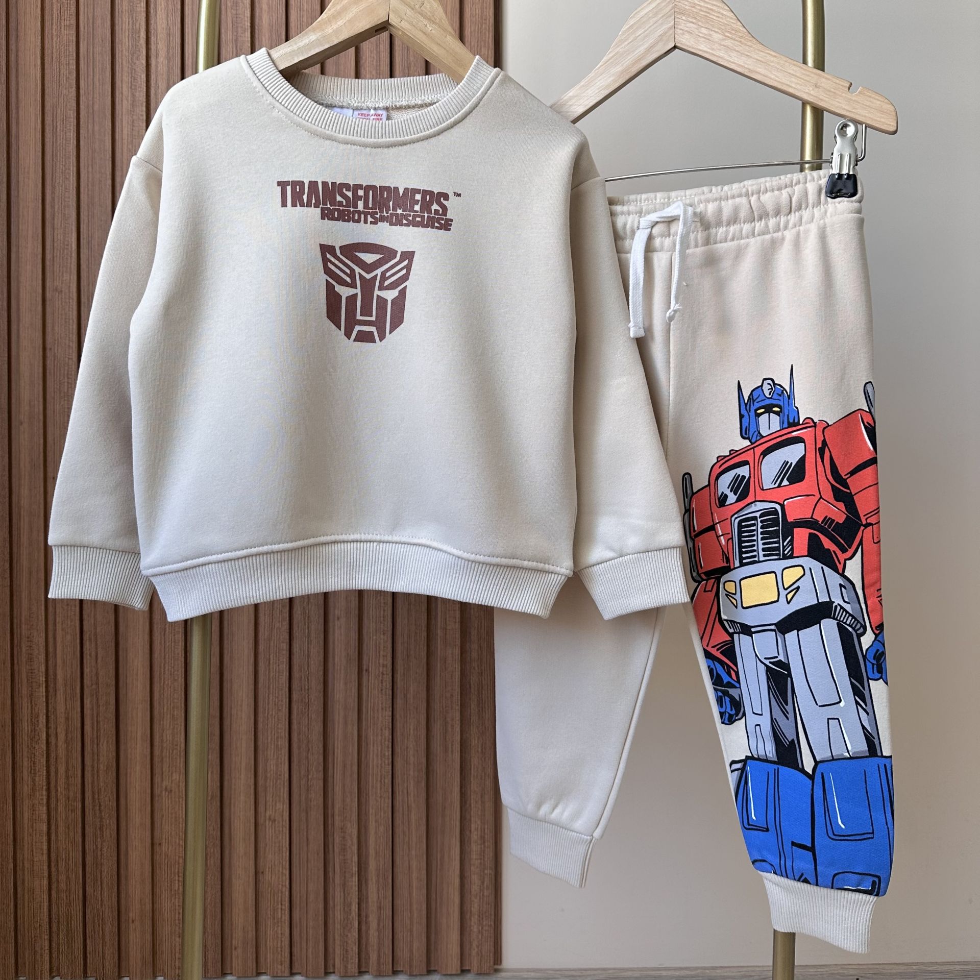 Ekru Transformers Baskılı Takım