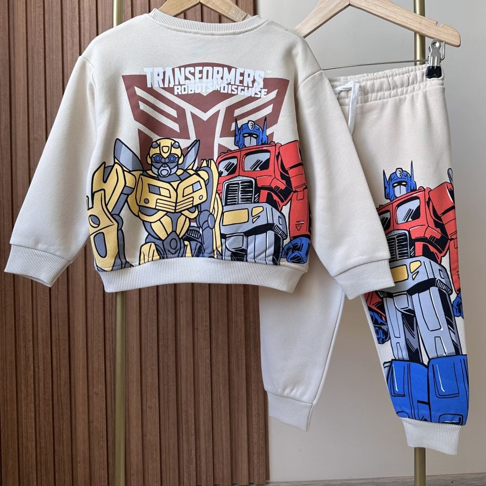 Ekru Transformers Baskılı Takım