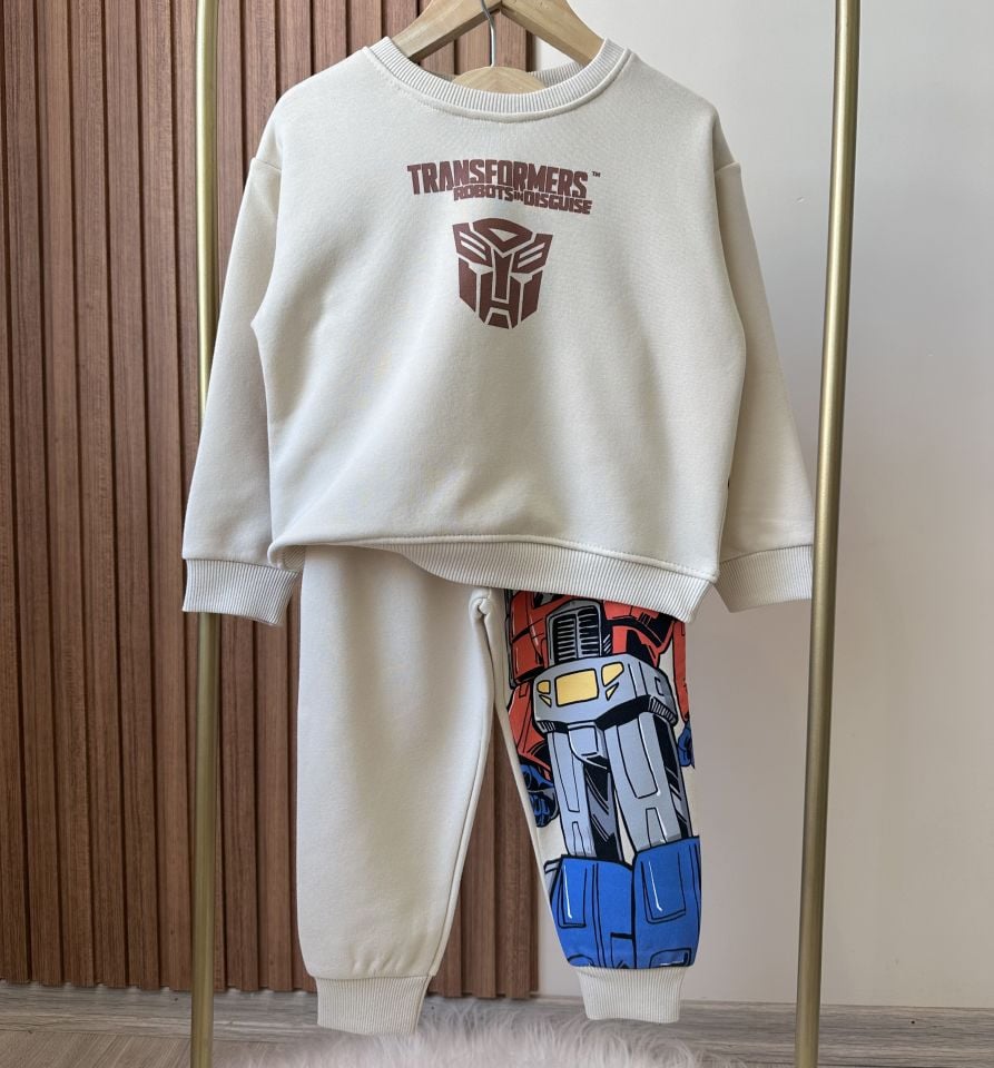 Ekru Transformers Baskılı Takım