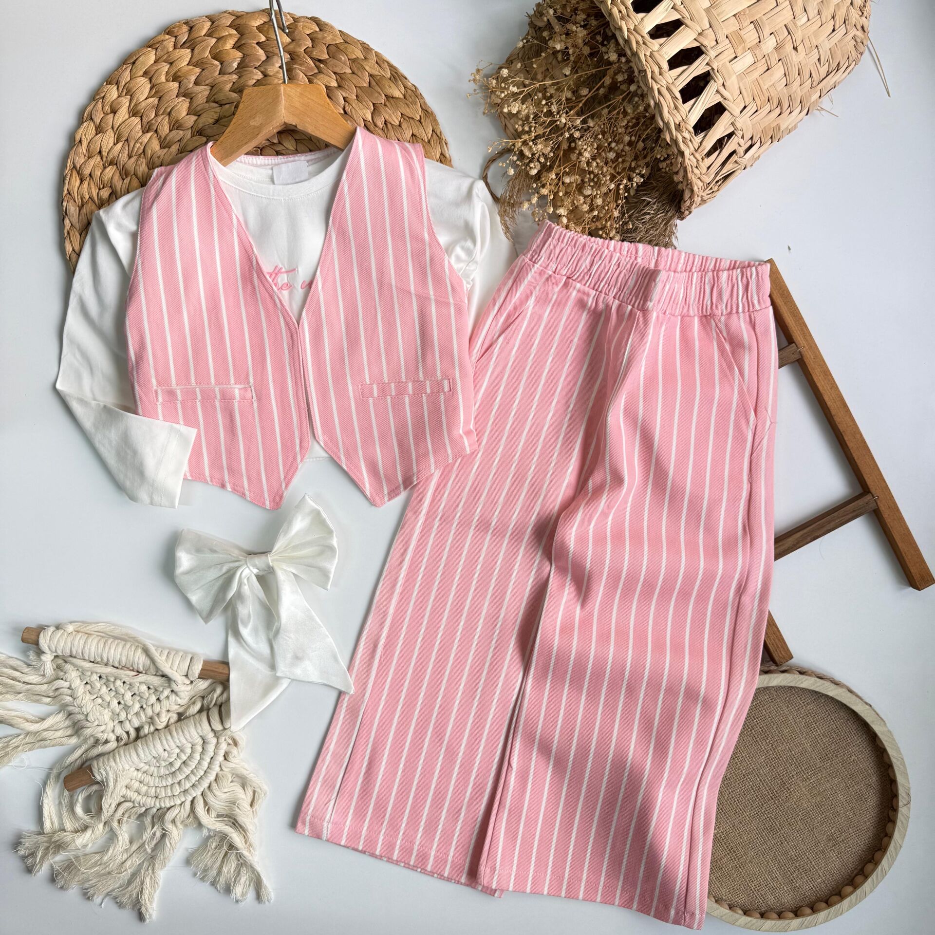 Yelekli Çizgili 3'lü Takım 7-8 YAŞ