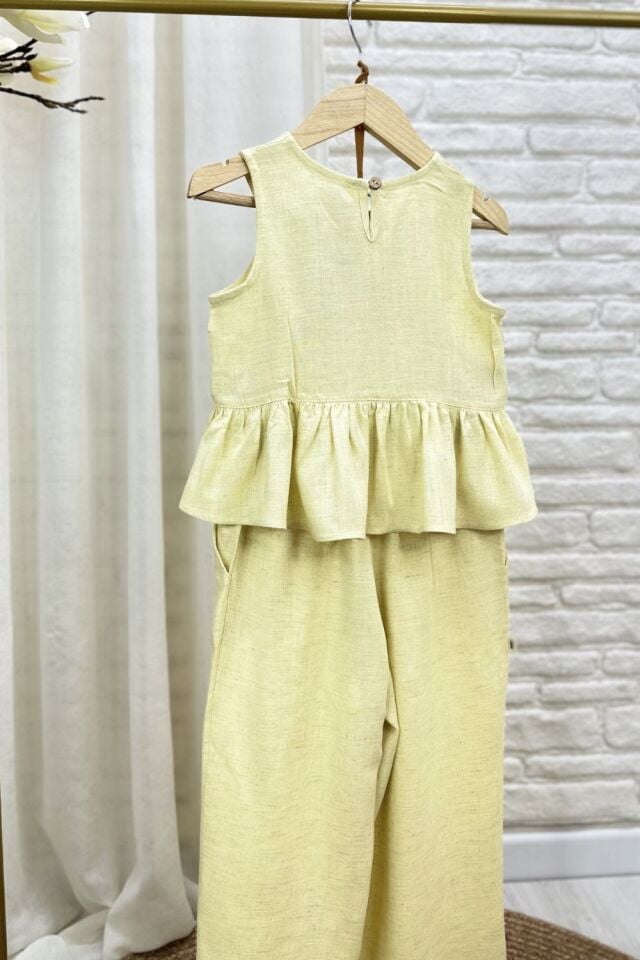 Limon Sarı %100 Keten Takım 6-7 YAŞ