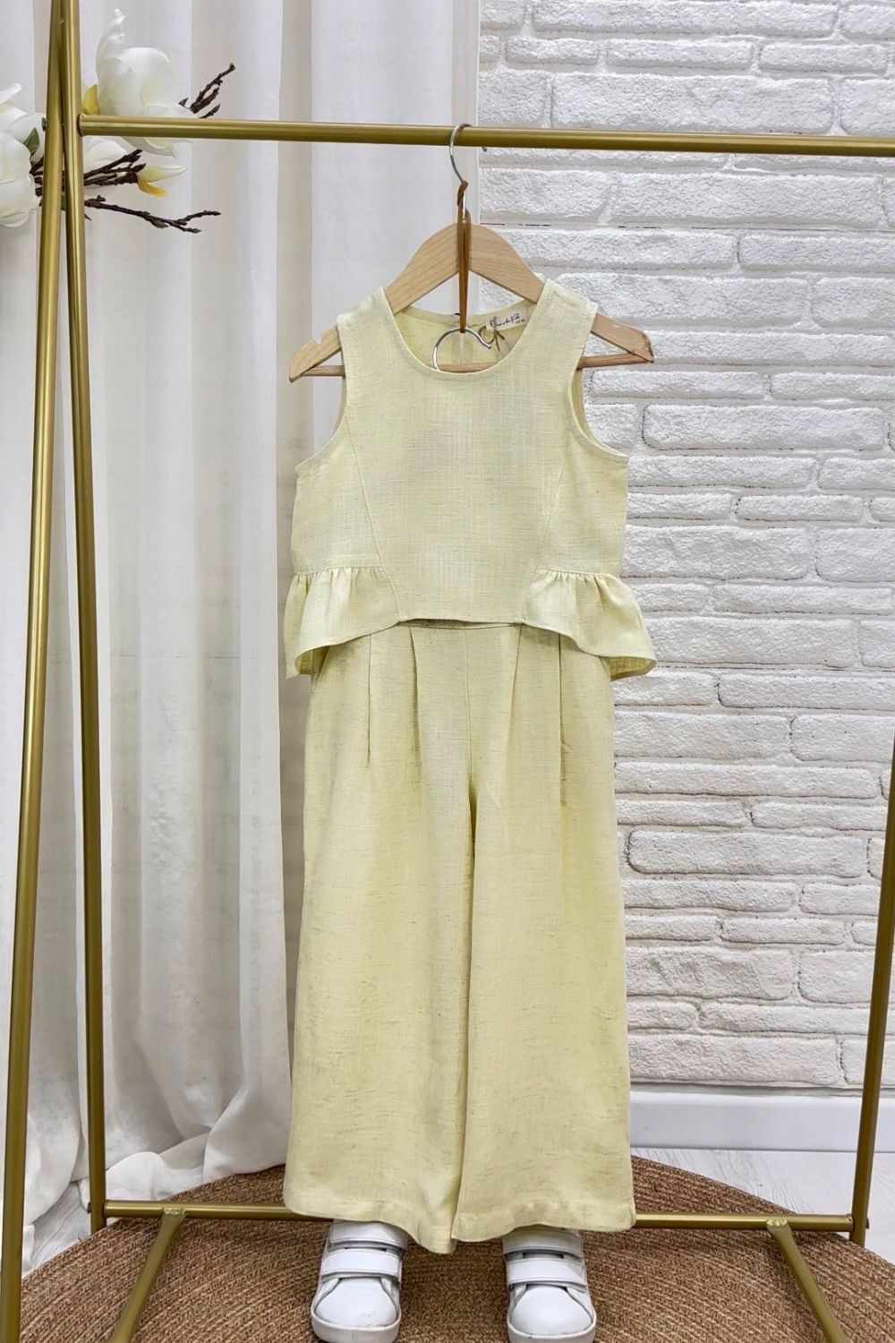 Limon Sarı %100 Keten Takım 6-7 YAŞ