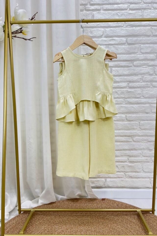 Limon Sarı %100 Keten Takım 6-7 YAŞ