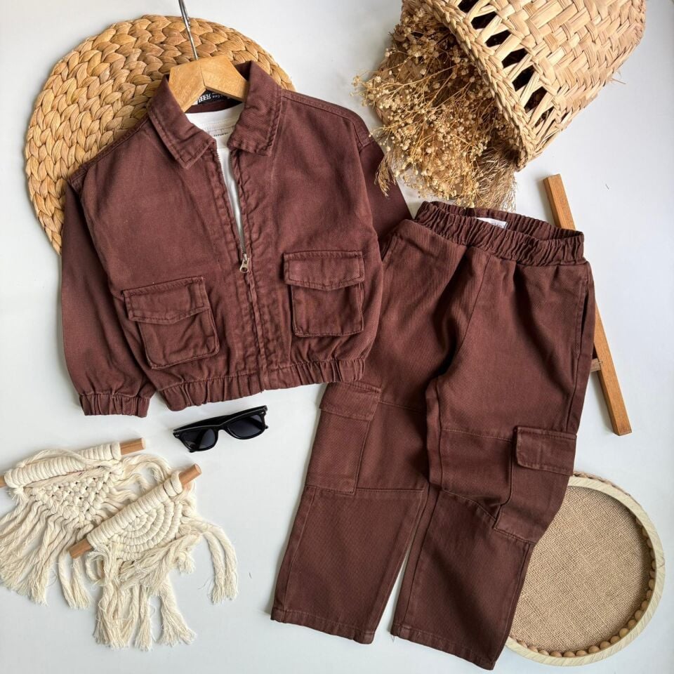 Kahve 3'Lü Kargo Çepli Takım 9-10 YAŞ