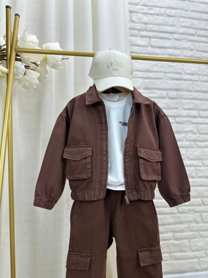 Kahve 3'Lü Kargo Çepli Takım 4-5 YAŞ