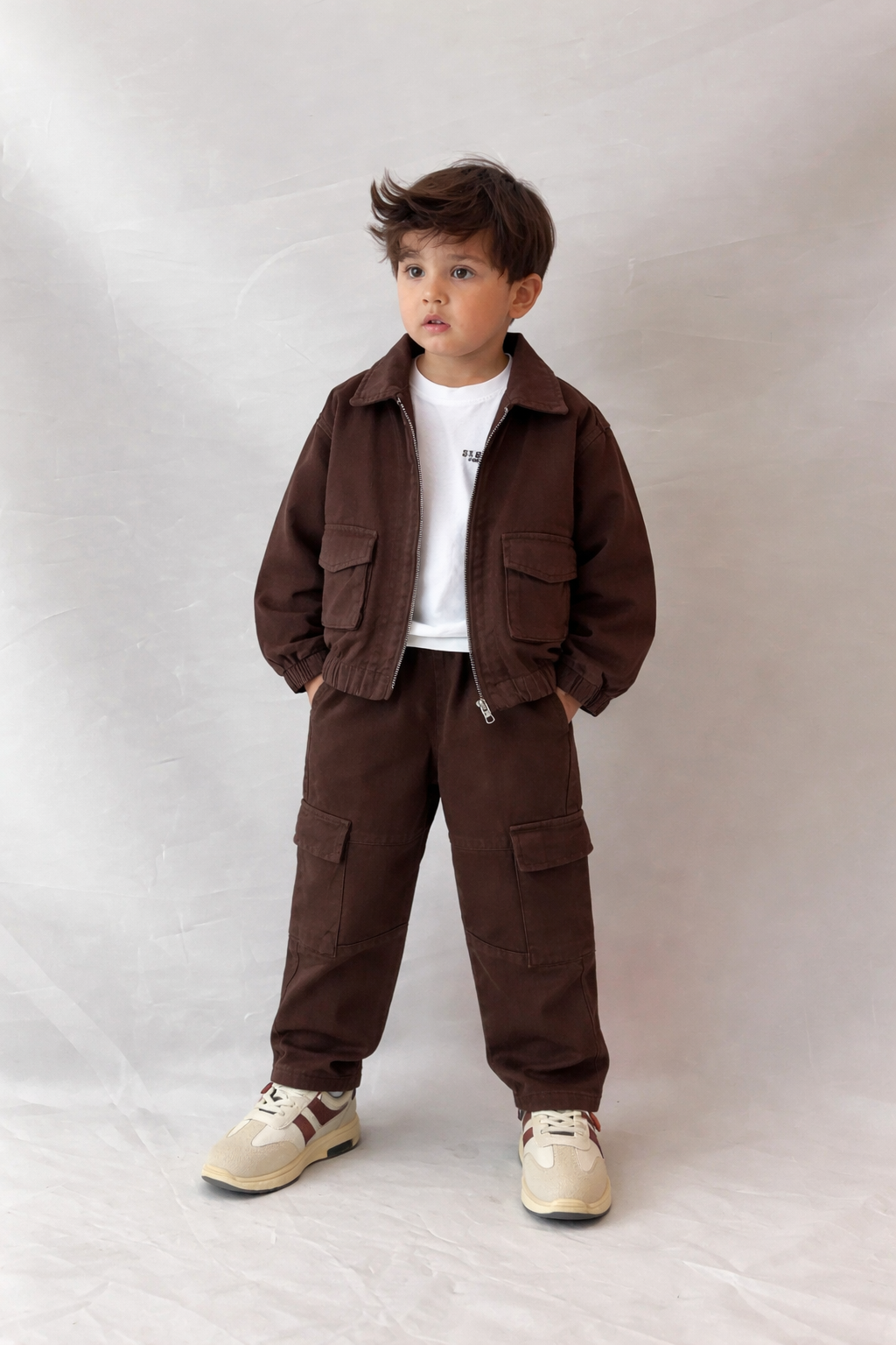 Kahve 3'Lü Kargo Çepli Takım 4-5 YAŞ