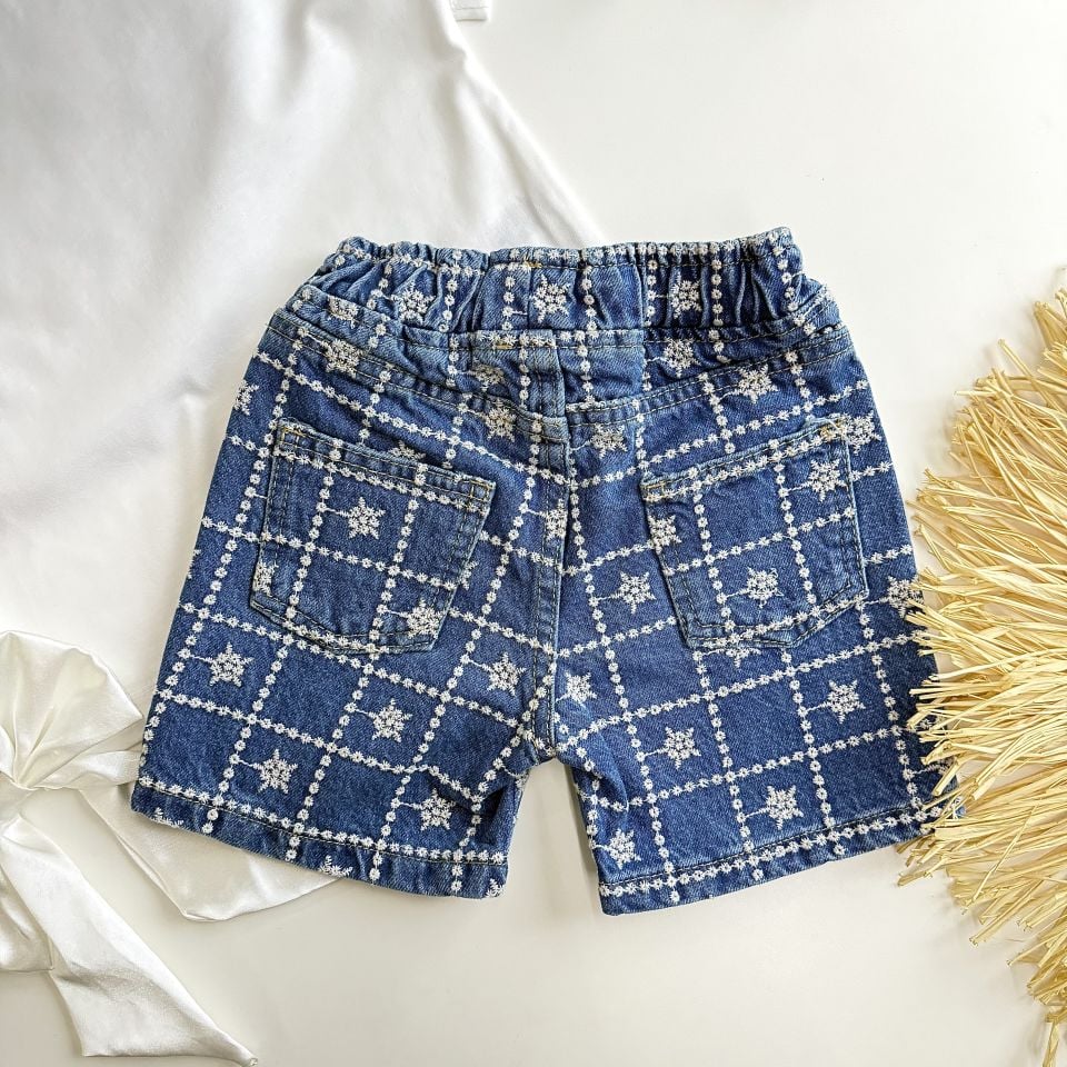 İşlemeli Kot Şort 5-6 YAŞ