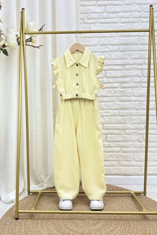 Limon Sarı %100 Keten Takım 6-7 YAŞ