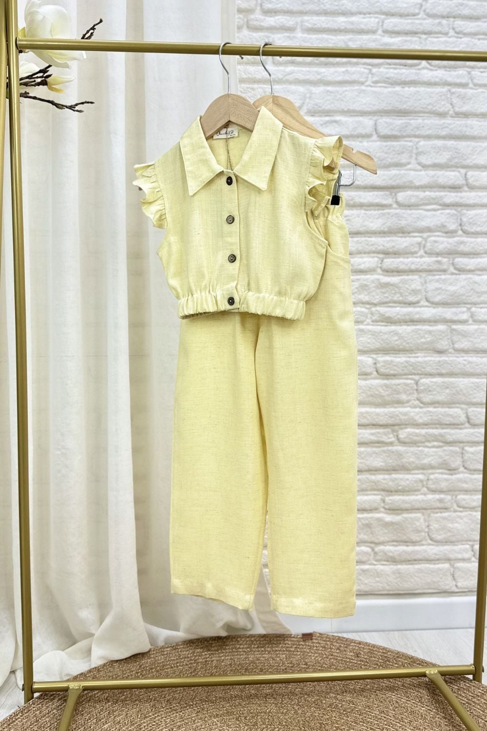 Limon Sarı %100 Keten Takım 6-7 YAŞ
