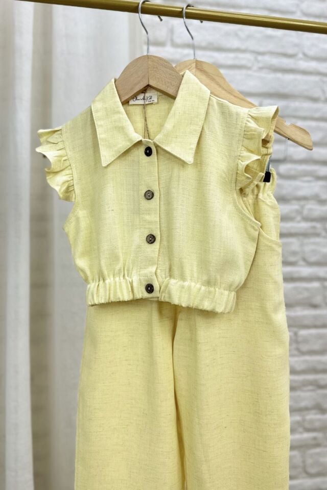 Limon Sarı %100 Keten Takım 6-7 YAŞ