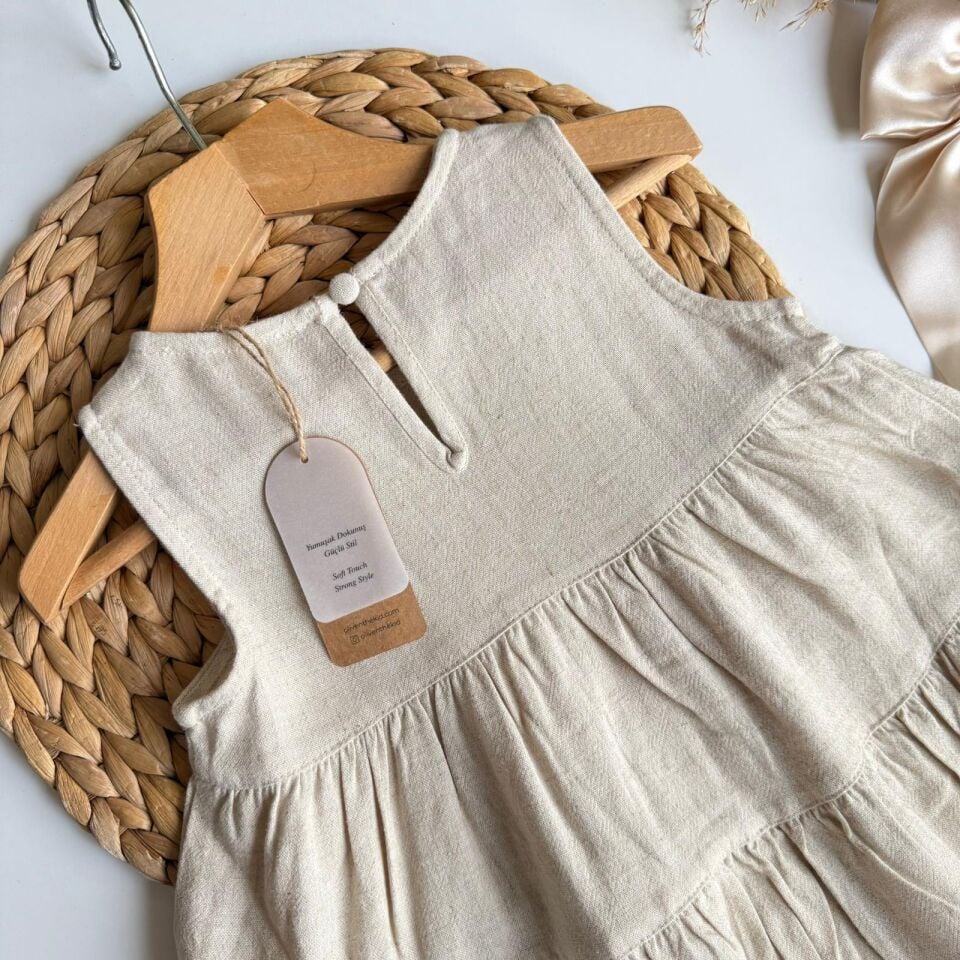 %100 Keten Salaş Kesim Elbise 6-7 YAŞ