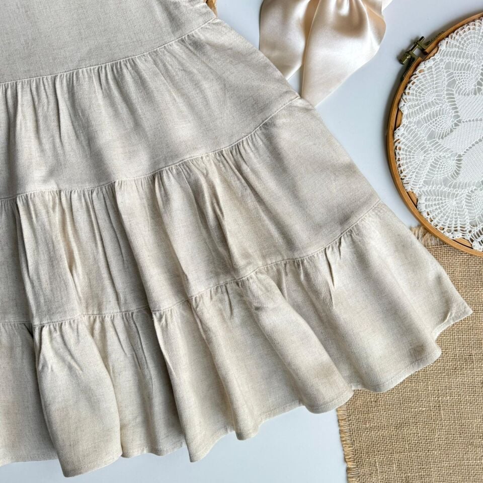 %100 Keten Salaş Kesim Elbise 6-7 YAŞ