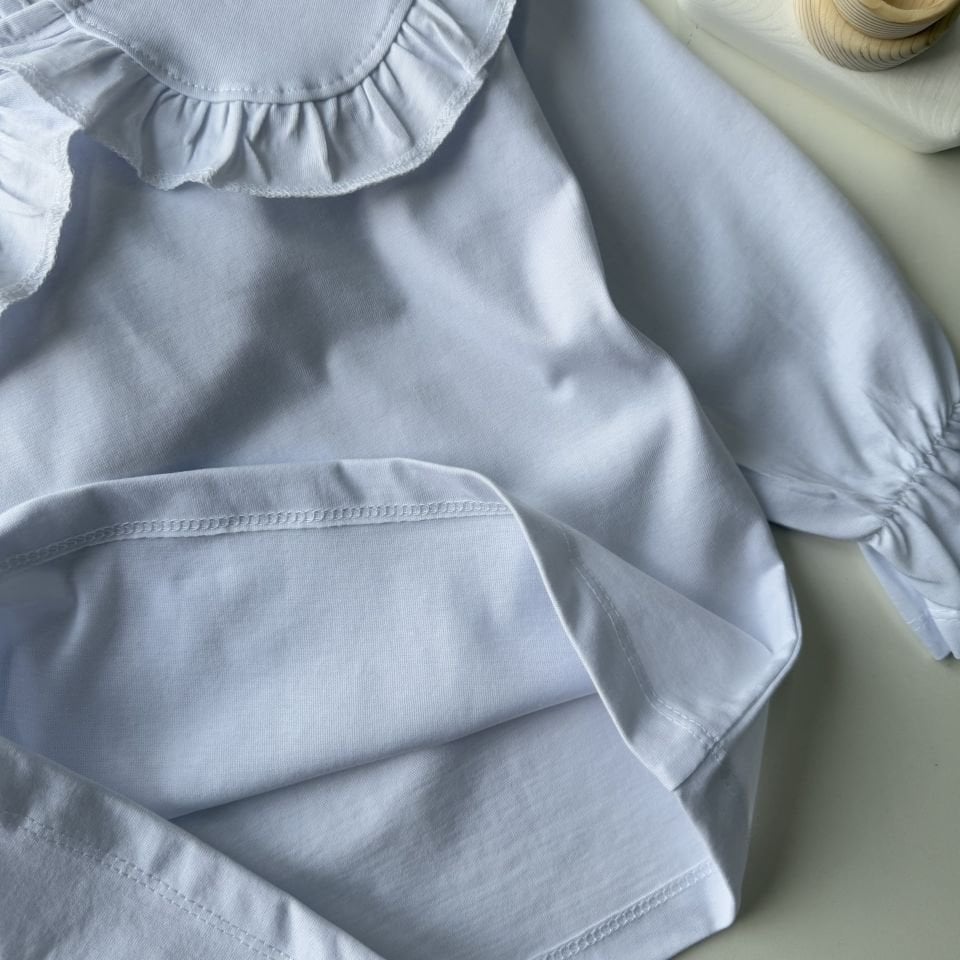 Beyaz Bebe Yaka Bluz 5-6 YAŞ