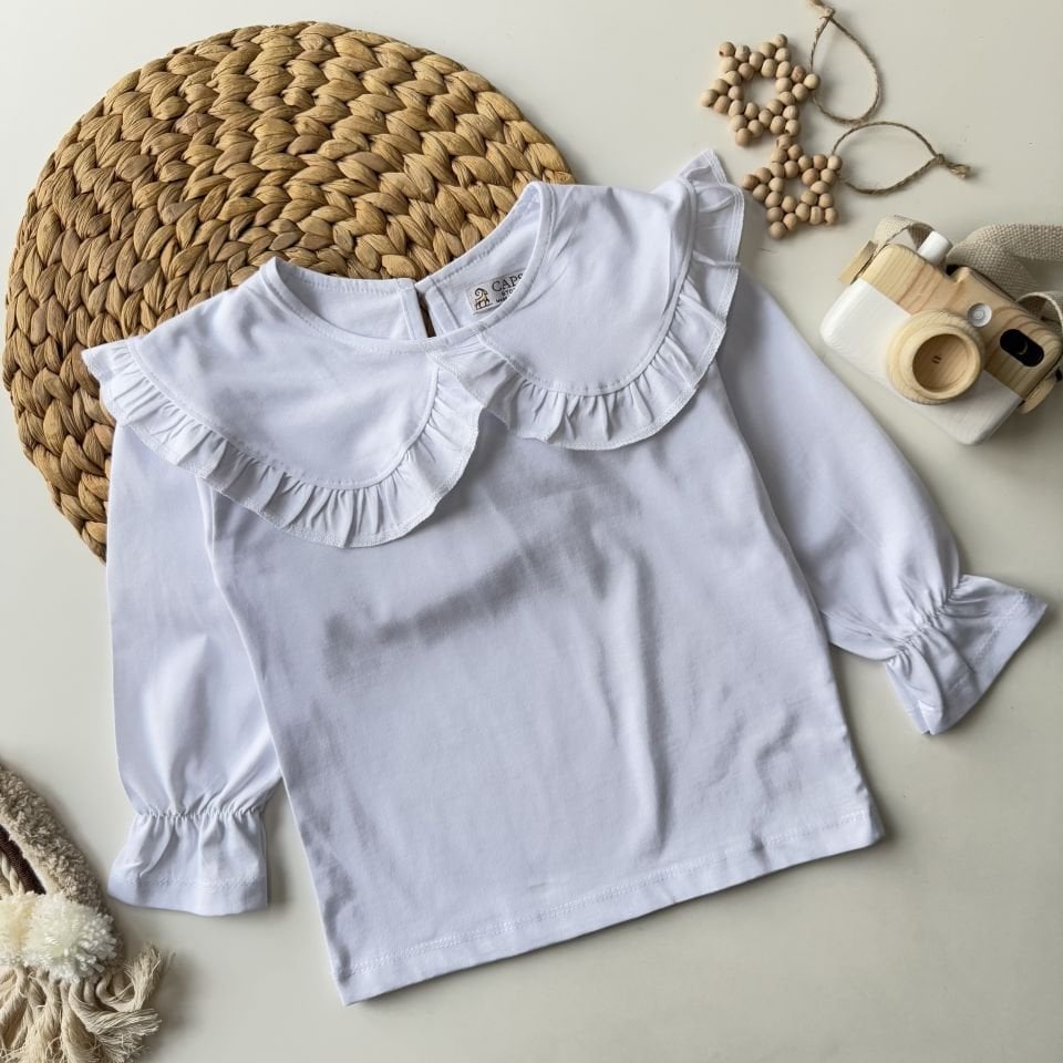 Beyaz Bebe Yaka Bluz 5-6 YAŞ