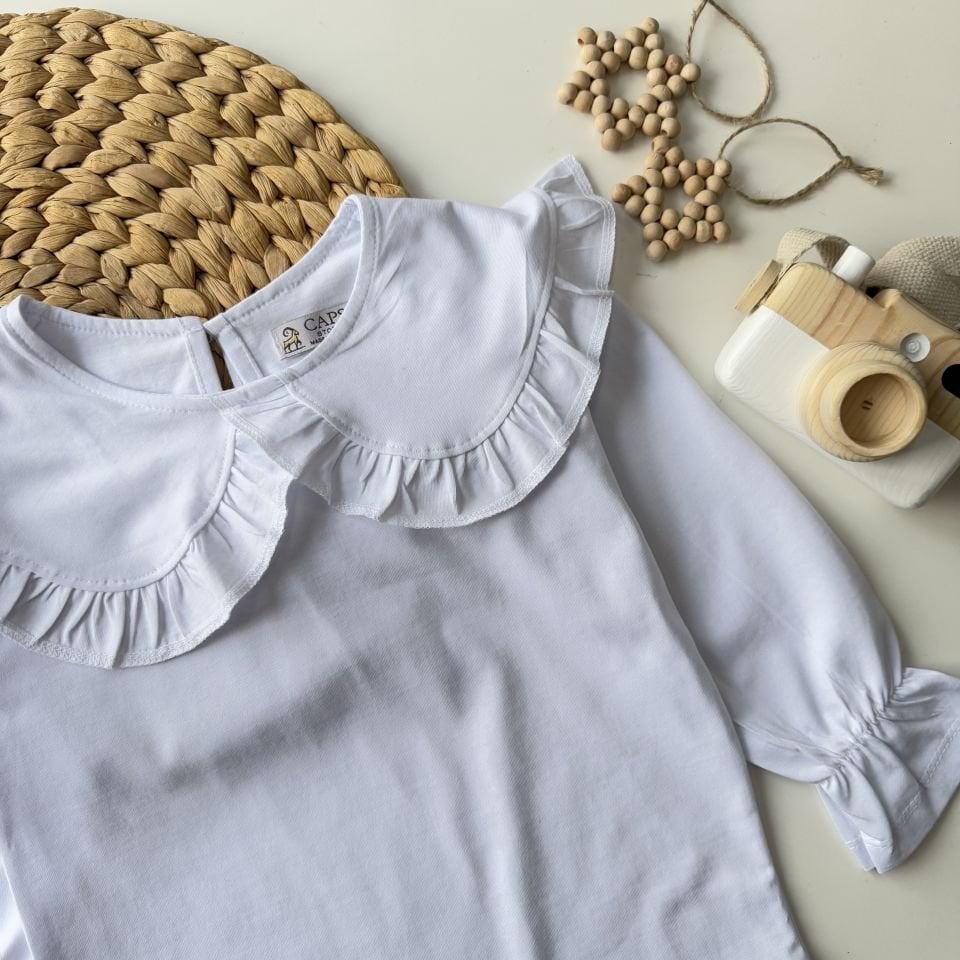 Beyaz Bebe Yaka Bluz 5-6 YAŞ