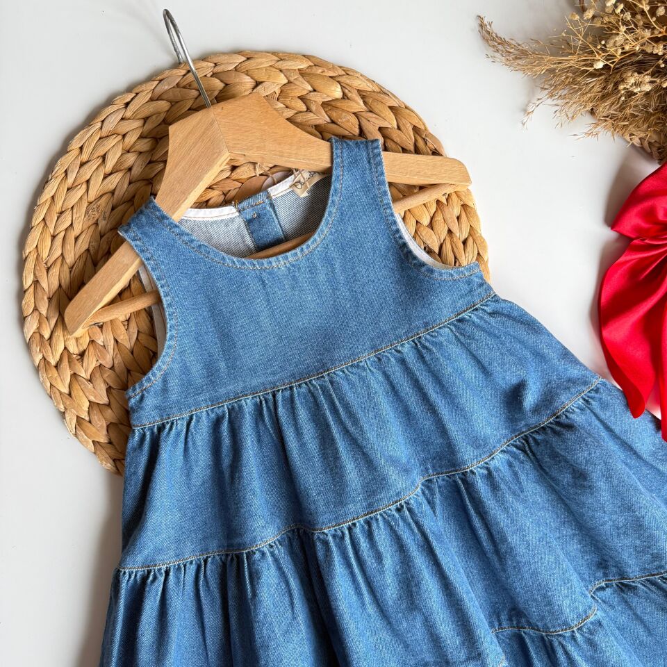 Denim Salaş Kesim Elbise 5-6 YAŞ