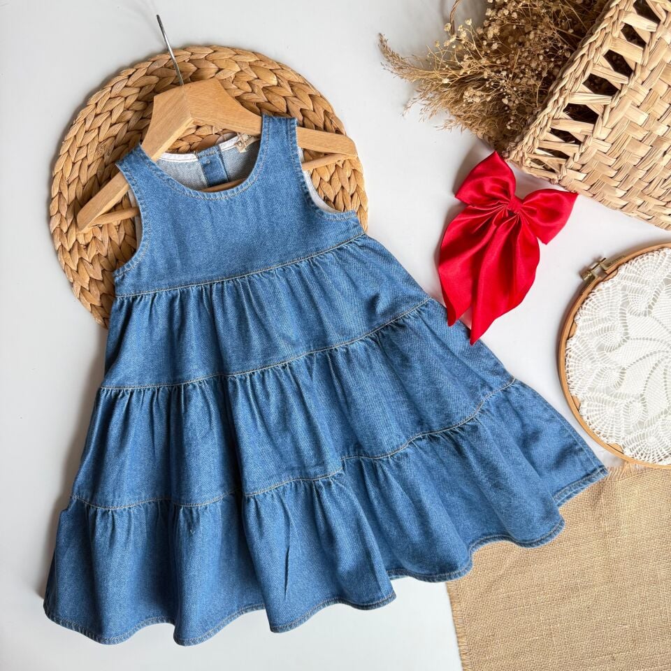 Denim Salaş Kesim Elbise 5-6 YAŞ