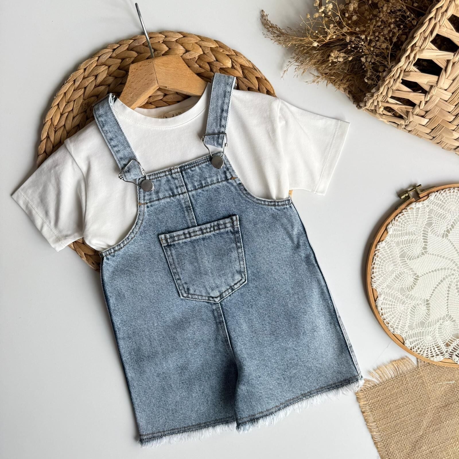 Denim Şort Salopet