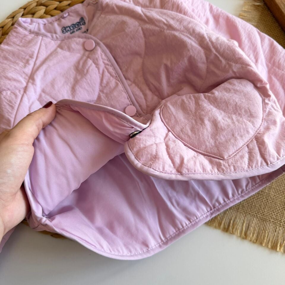 Kapitone Kalpli Pembe Ceket 5-6 YAŞ