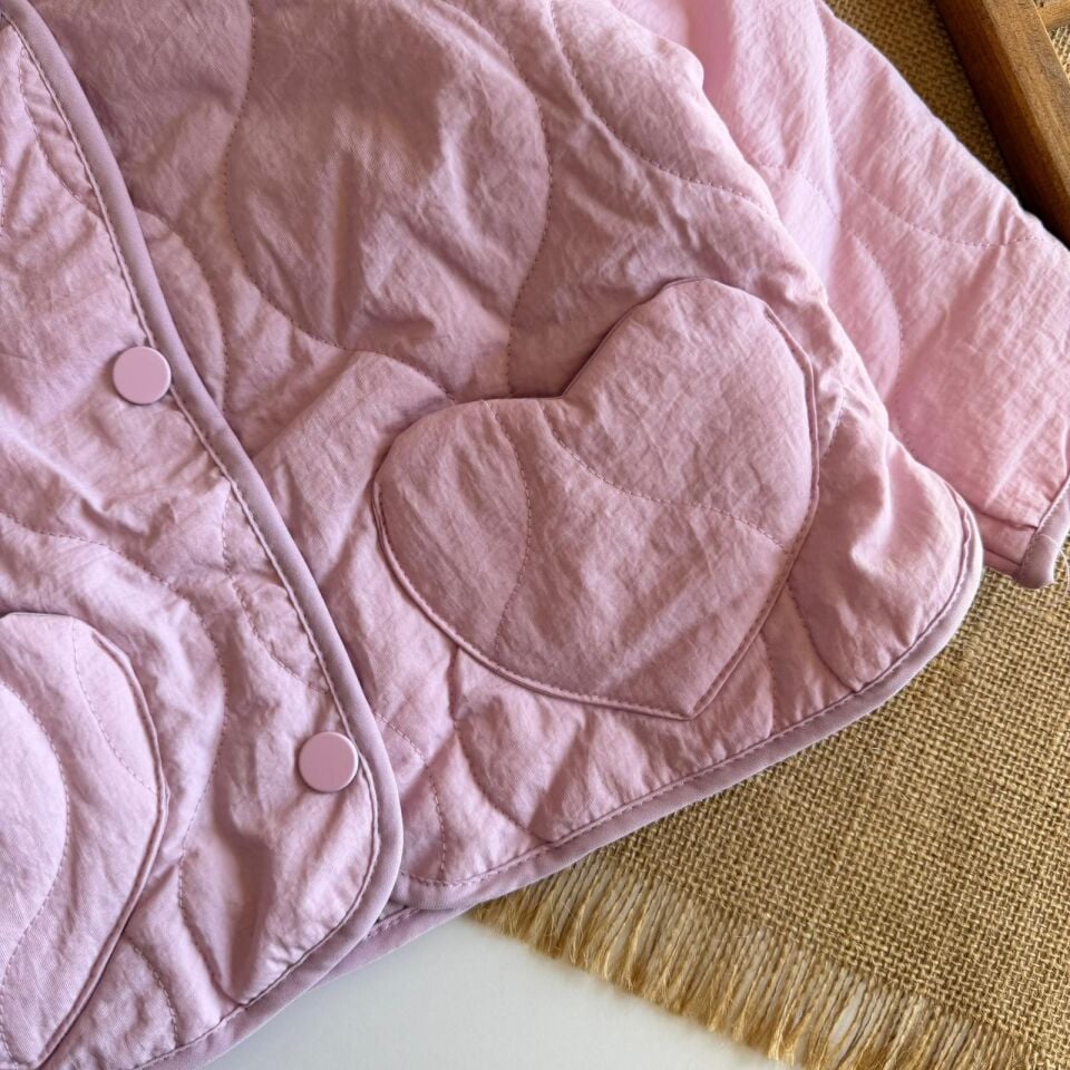 Kapitone Kalpli Pembe Ceket 5-6 YAŞ