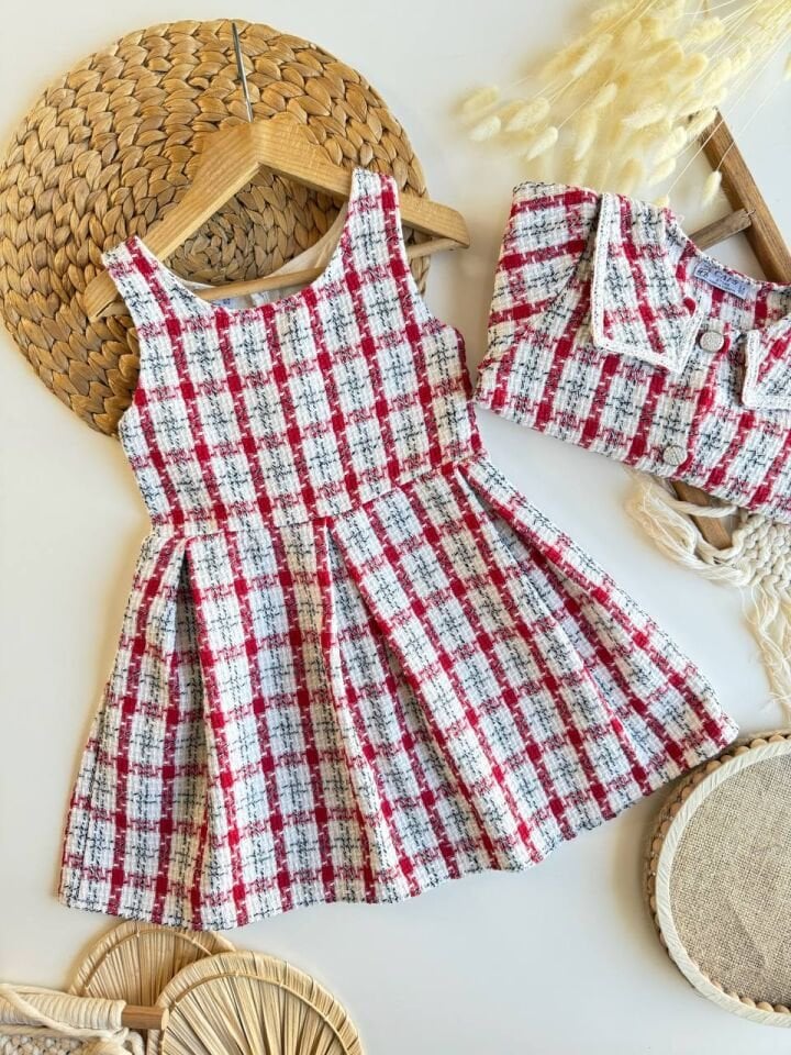 Ceket-Jile Ekose Elbise 9-10 YAŞ