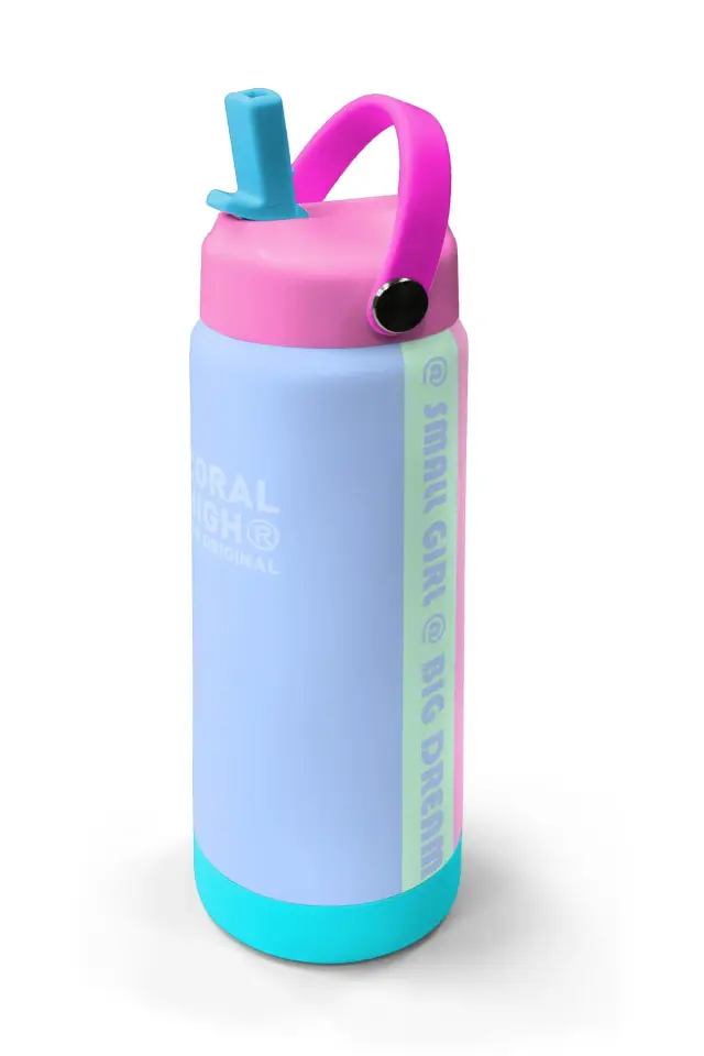 Coral High Renkli Buz Mavisi Desenli Katlanır Ağızlıklı Çelik Termos 650 ml 38359 Adet
