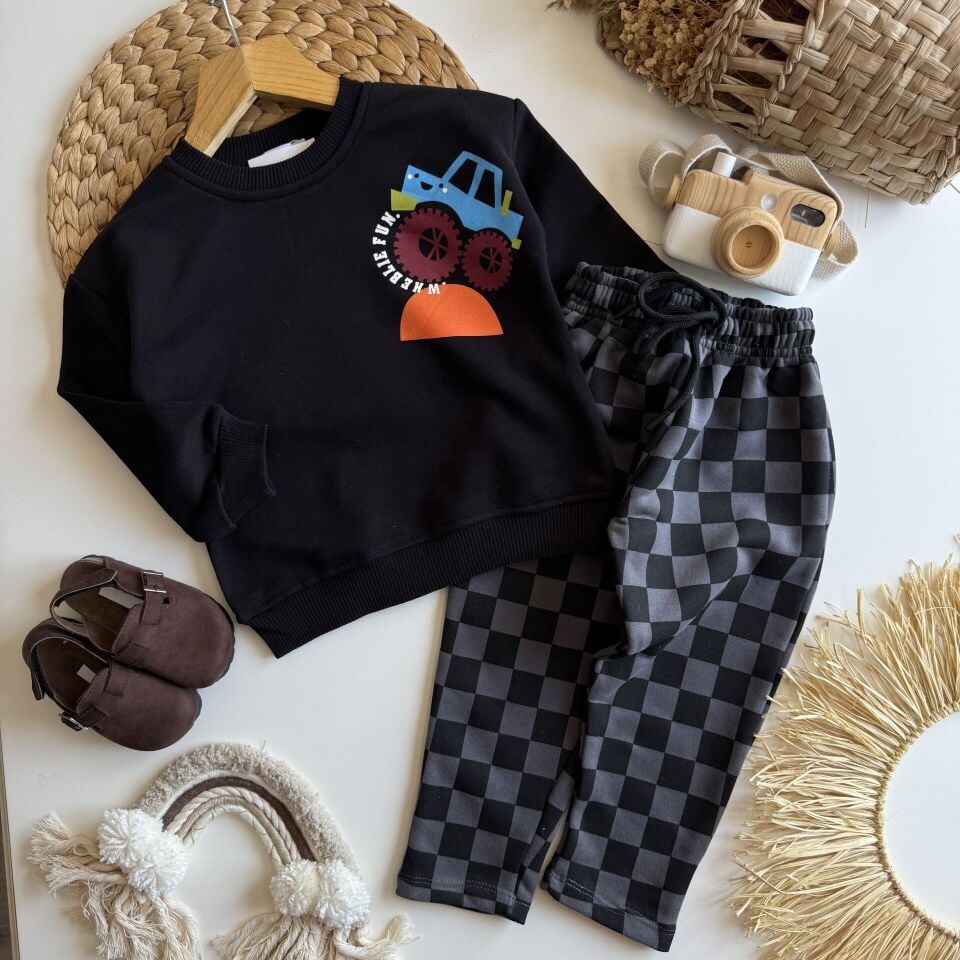 3 İplik Siyah Cool Day Takım 7-8 YAŞ