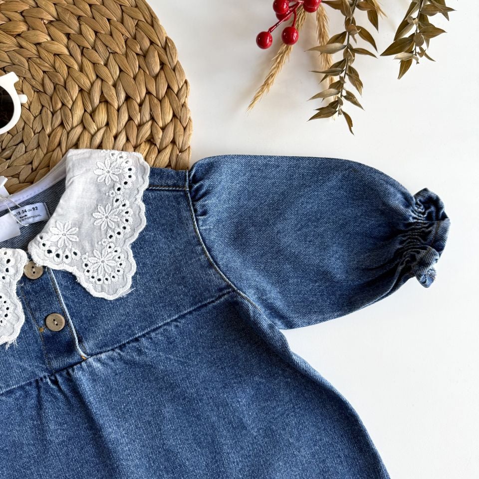 Bebe Yaka Denim Elbise
