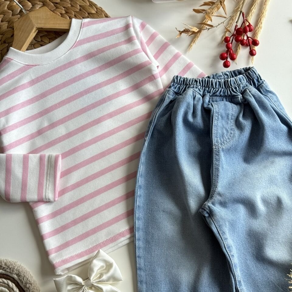Pembe Çizgili Basic Takım
