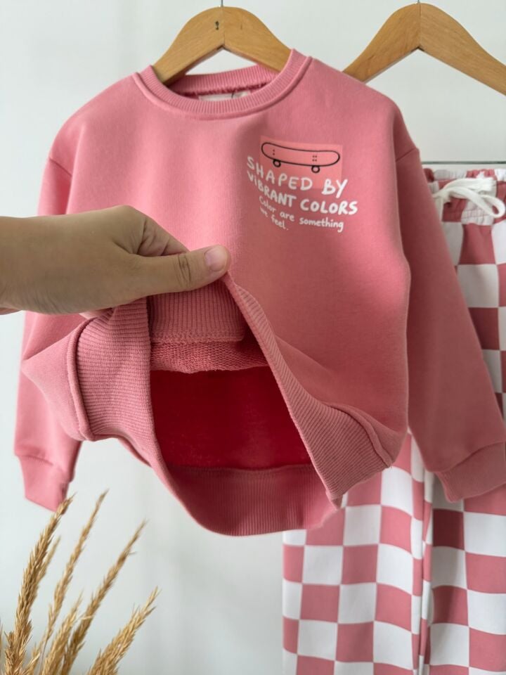Dama Desenli Pembe Takım 7-8 YAŞ
