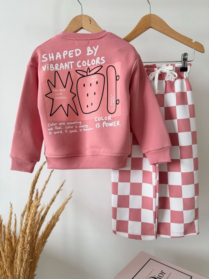 Dama Desenli Pembe Takım 7-8 YAŞ