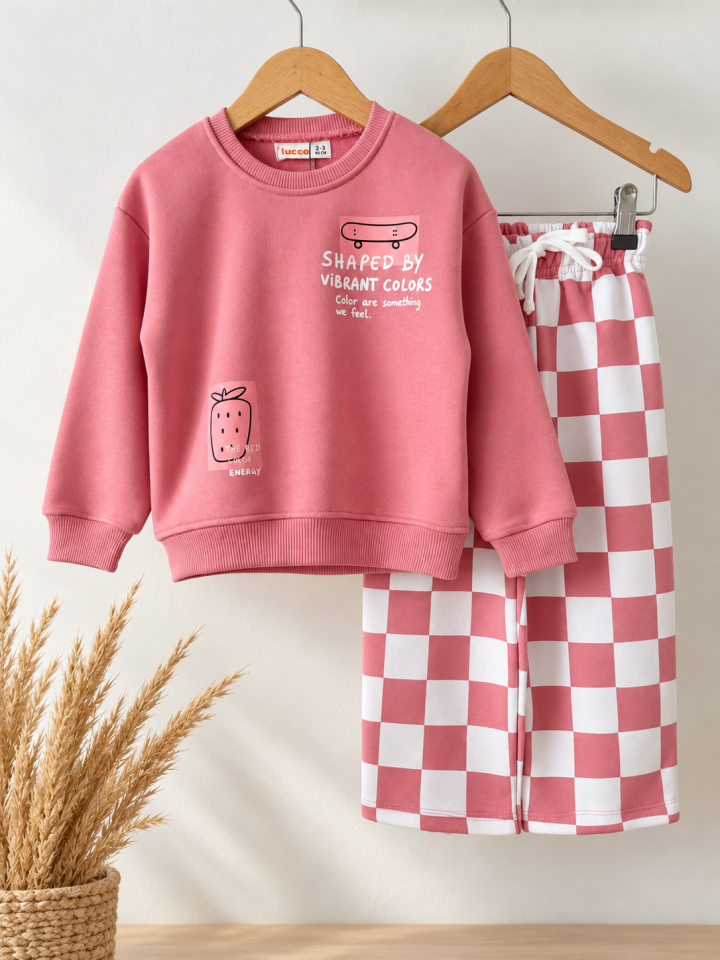 Dama Desenli Pembe Takım 7-8 YAŞ