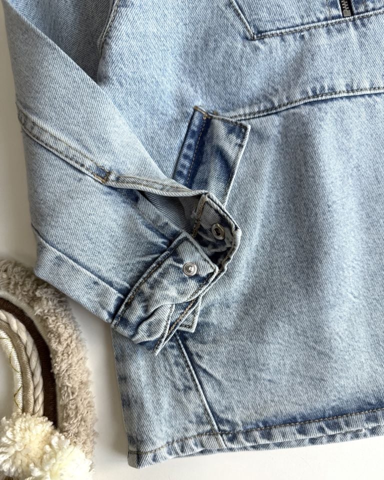 Fermuar Detaylı Denim Sweat