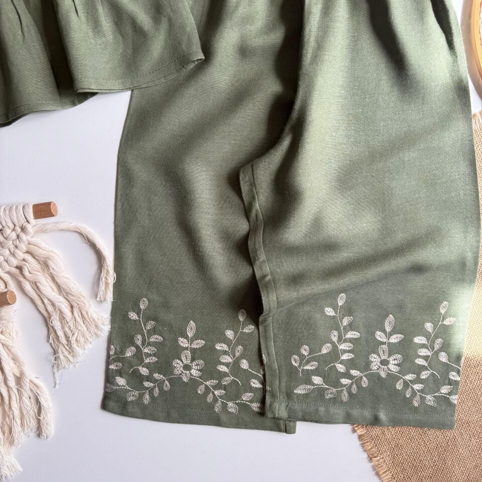 Haki Keten Nakışlı Takım 6-7 YAŞ