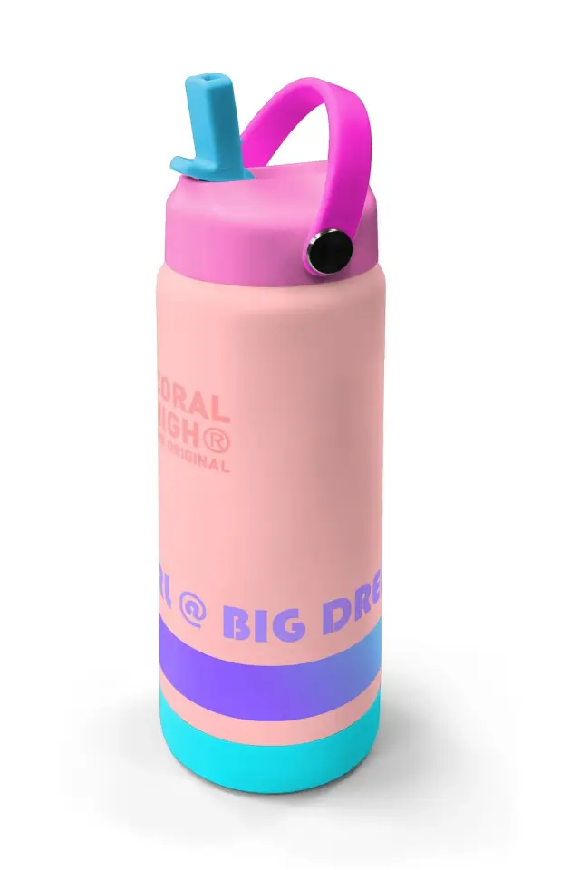 Coral High Renkli Pembe Desenli Katlanır Ağızlıklı Çelik Termos 650 ml 38369 Adet
