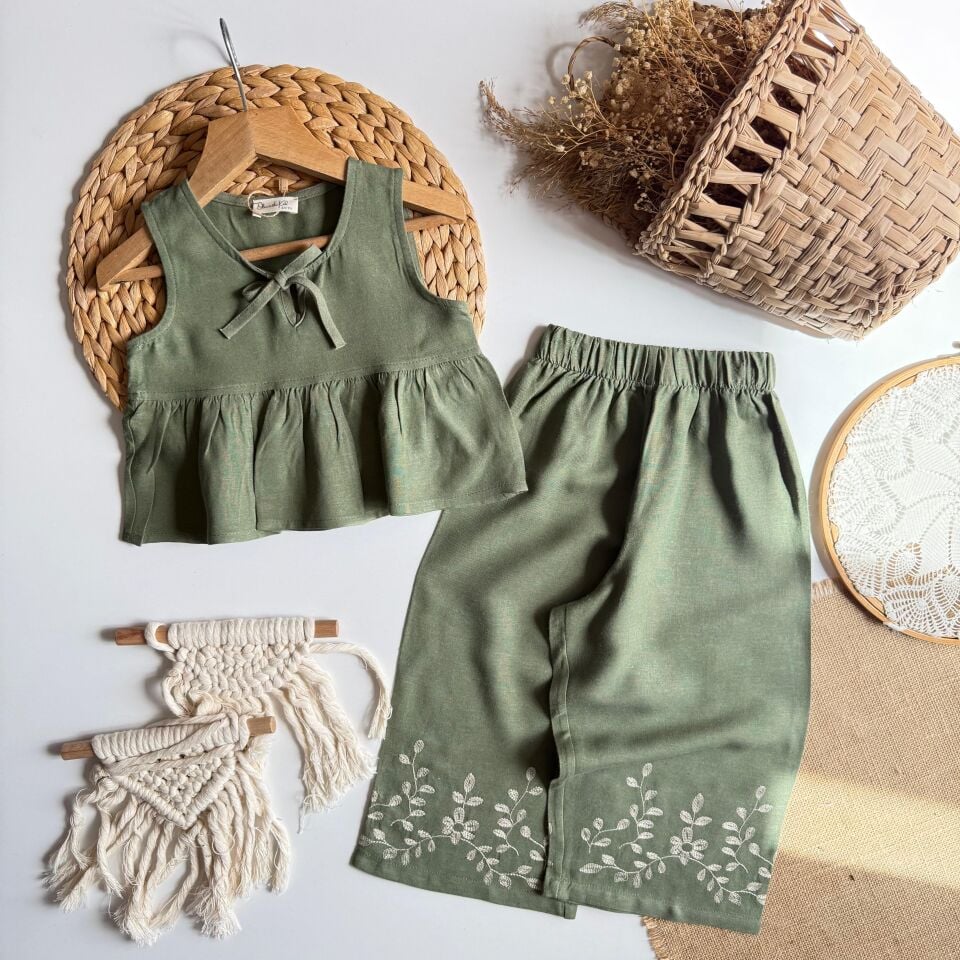 Haki Keten Nakışlı Takım 6-7 YAŞ