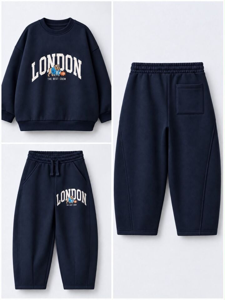London Baskılı Lacivert Takım 9-10 YAŞ