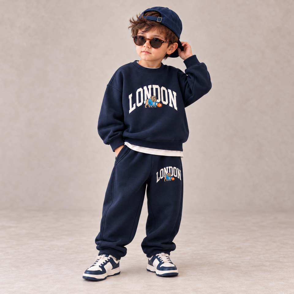 London Baskılı Lacivert Takım 9-10 YAŞ