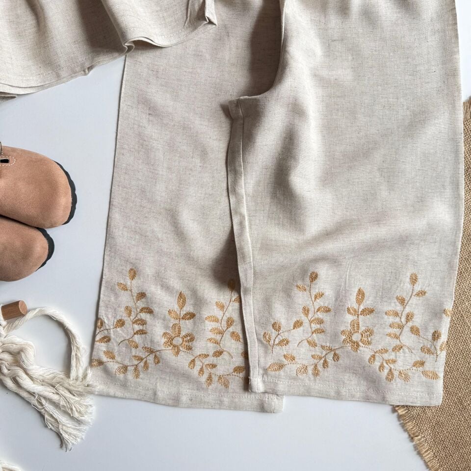 Krem Keten Nakışlı Takım 6-7 YAŞ