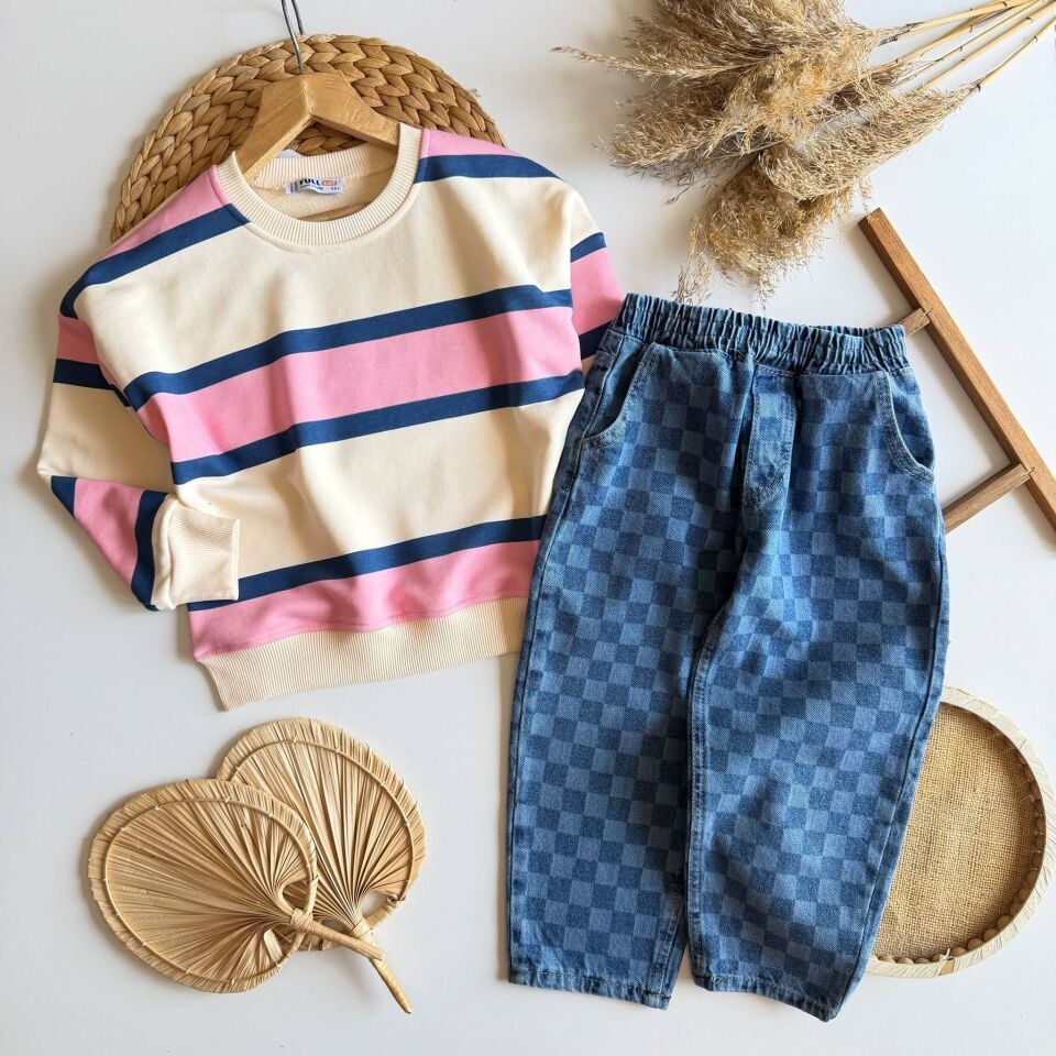 Basic Çizgili Unisex Takım 9-10 YAŞ